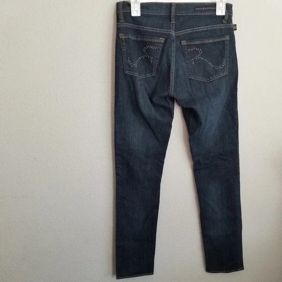 Rock & Republic Women's Berlin Straight Jeans 6 Blue Denim Logo Cotton Pockets - Picture 2 of 11